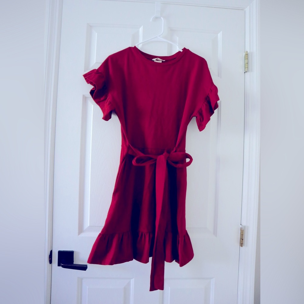 Red Dress with Ruffle Sleeves